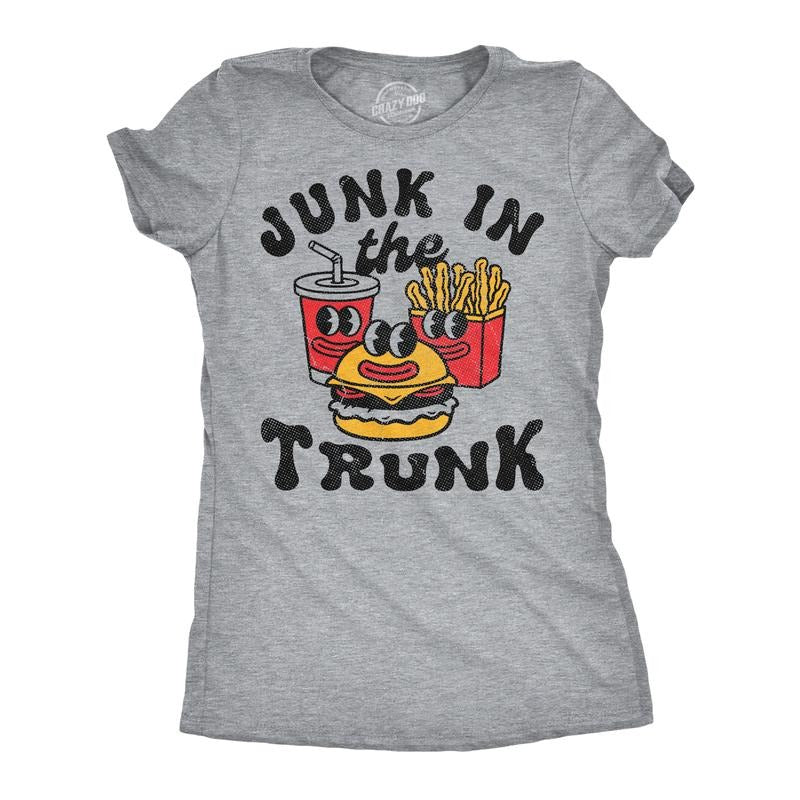 Womens Funny T Shirts Junk In The Trunk Sarcastic Fast Food Graphic Novelty Tee For Ladies Funny Womens T Shirts Cute...
