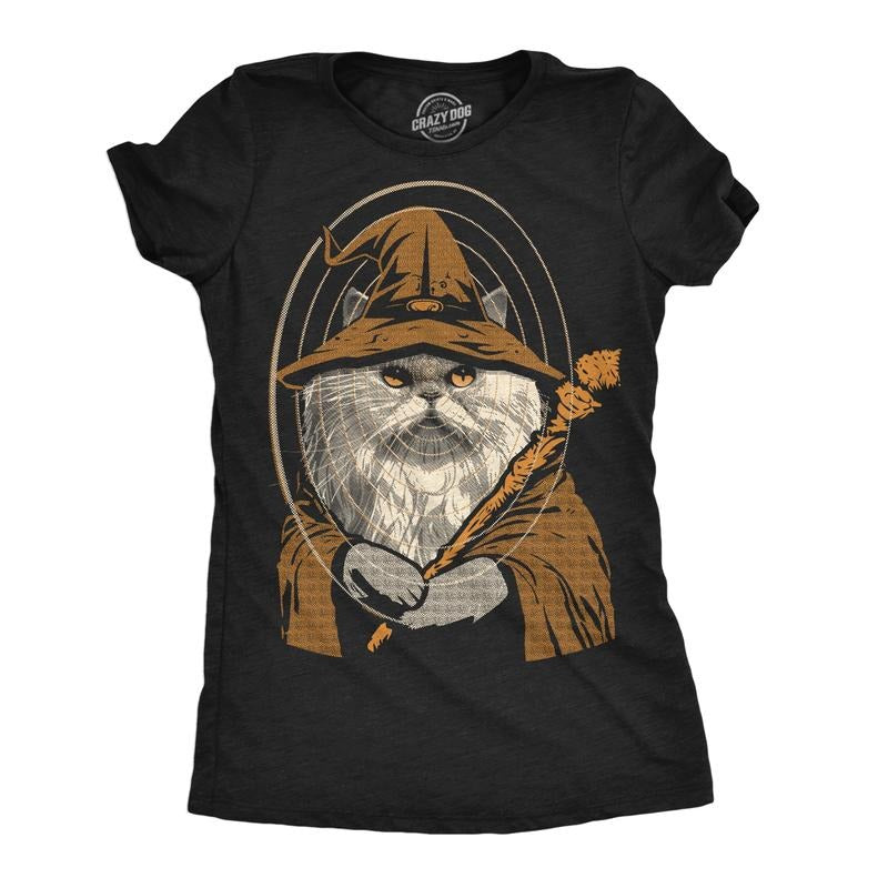 Womens Funny T Shirts Kitty Wizard Magic Cat Graphic Tee For Ladies Funny Womens T Shirts Cute Slimming Top Comfortable...
