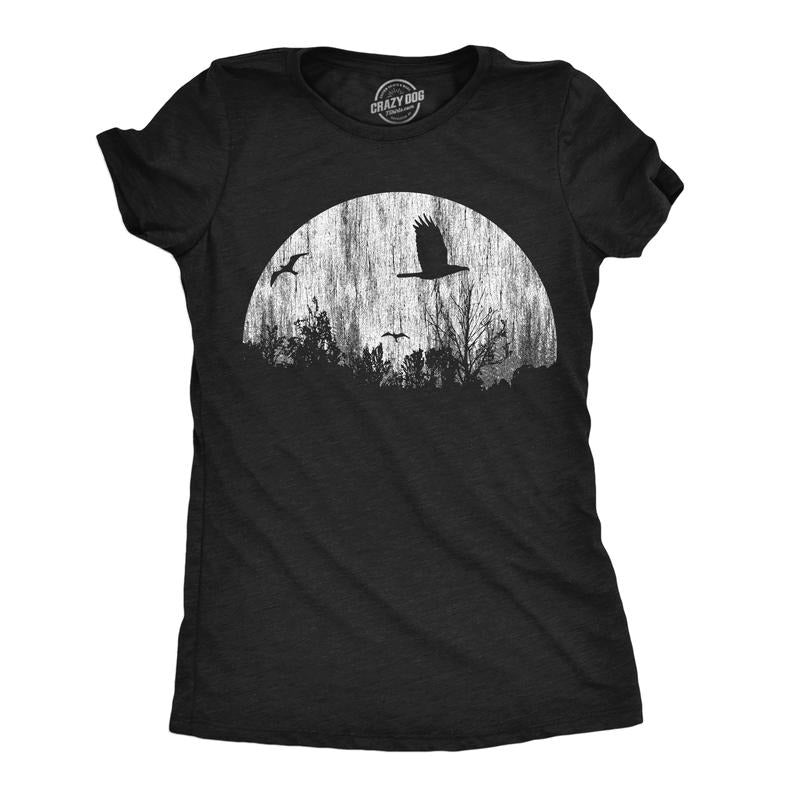 Womens Funny T Shirts Moon Birds Creepy Graphic Tee For Ladies Funny Womens T Shirts Cute Slimming Top Comfortable Soft...
