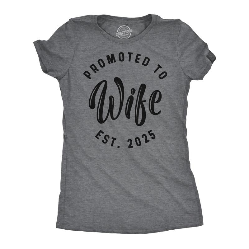 Womens Funny T Shirts Promoted To Wife 2025 Sarcastic Family Marriage Graphic Tee For Ladies Funny Womens T Shirts Cute...