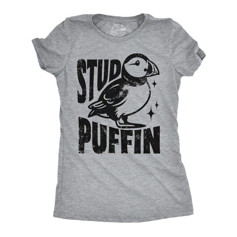 Womens Funny T Shirts Stud Puffin Sarcastic Graphic Tee For Ladies Funny Womens T Shirts Cute Slimming Top Comfortable...