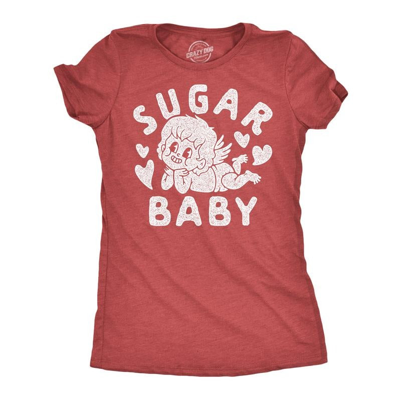 Womens Funny T Shirts Sugar Baby Valentines Day Novelty Cupid Tee For Ladies Funny Womens T Shirts Cute Slimming Top...