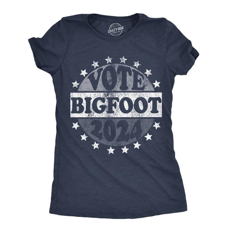Womens Funny T Shirts Vote Bigfoot 2024 Sarcastic Election Novelty Tee For Ladies Funny Womens T Shirts Cute Slimming Top...