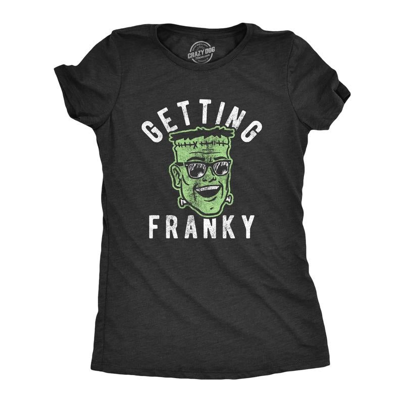 Womens Getting Franky T Shirt Funny Halloween Party Frankenstein Graphic Tee For Guys Funny Womens T Shirts Cute Slimming...