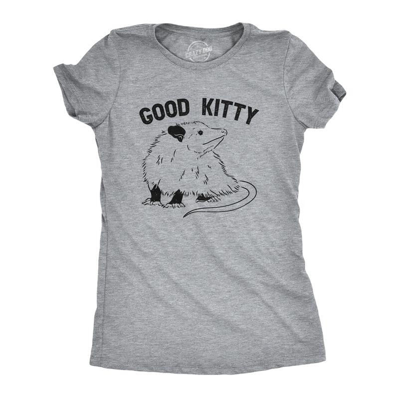 Womens Good Kitty T Shirt Funny Cute Opossum Kitten Joke Tee For Ladies Funny Womens T Shirts Cute Slimming Top...