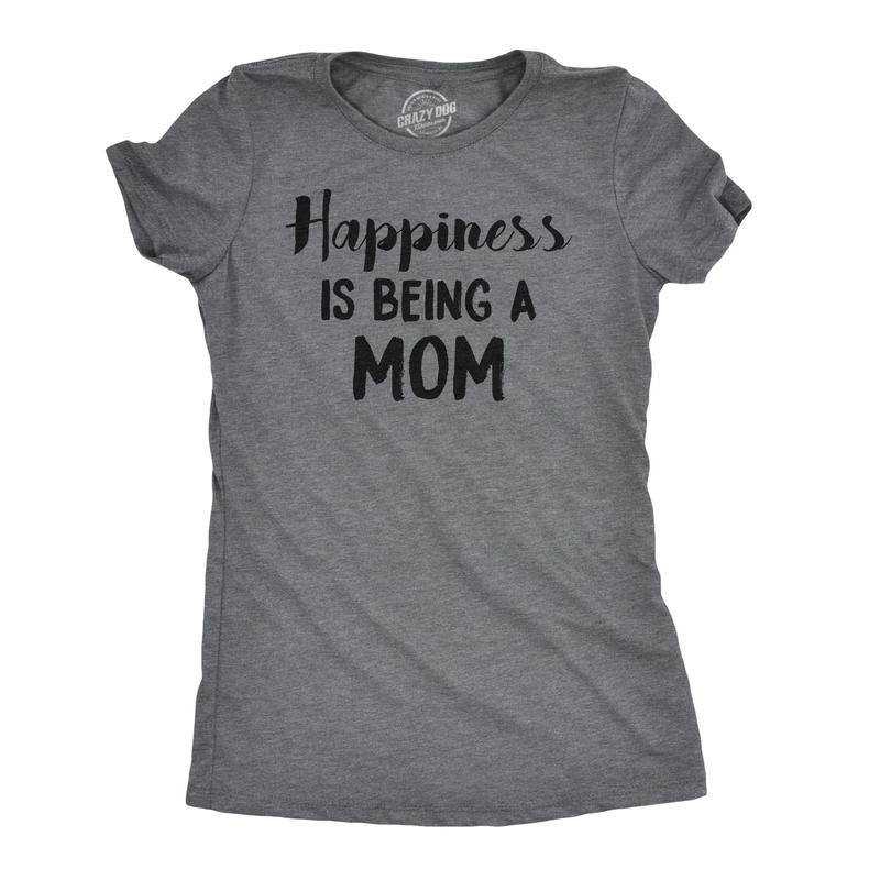 Womens Happiness Is Being a Mom T Shirt Funny Mothers Day Family Tee Funny Womens T Shirts Cute Slimming Top Comfortable...