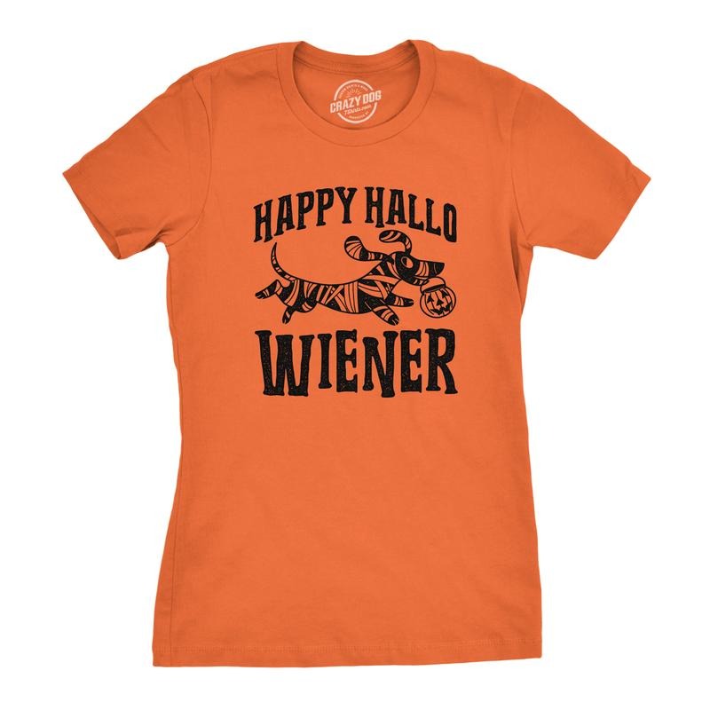 Womens Happy Hallo Wiener T Shirt Funny Halloween Dog Tee Funny Womens T Shirts Cute Slimming Top Comfortable Soft...