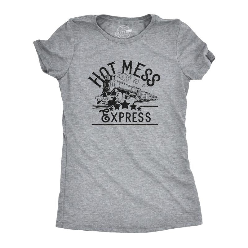 Womens Hot Mess Express T Shirt Funny Train Hangover Novelty Party Tee Funny Womens T Shirts Cute Slimming Top...