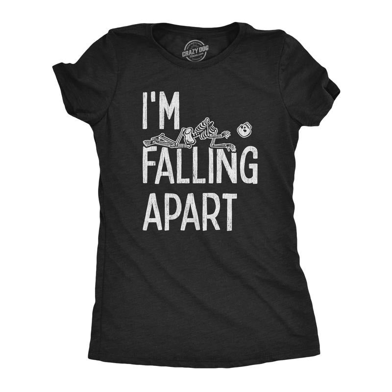 Womens I'm Falling Apart T Shirt Funny Halloween Skeleton Sarcastic Tee Funny Womens T Shirts Cute Slimming Top...