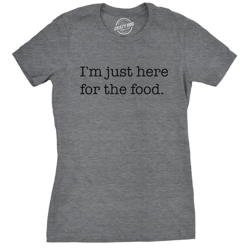 Womens Im Just Here for The Food T Shirt Funny Sarcastic Snacks Tee for Ladies Funny Womens T Shirts Cute Slimming Top...