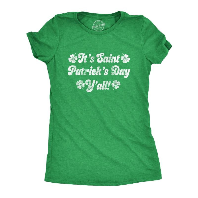 Womens Its Saint Patricks Day Yall T shirt Funny St Patrick Parade Green Cute Funny Womens T Shirts Cute Slimming Top...