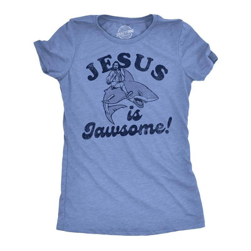 Womens Jesus Is Jawsome Funny Easter T Shirts Sarcastic Christian Tee For Ladies Funny Womens T Shirts Cute Slimming Top...