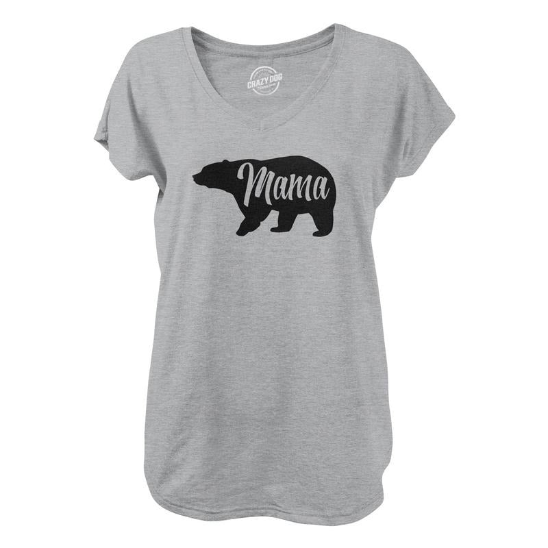 Womens Mama Bear V-Neck Cute Funny Best Mom of Boys Girls Cool Mother Novelty Shirt For Ladies Funny Shirts for Women...