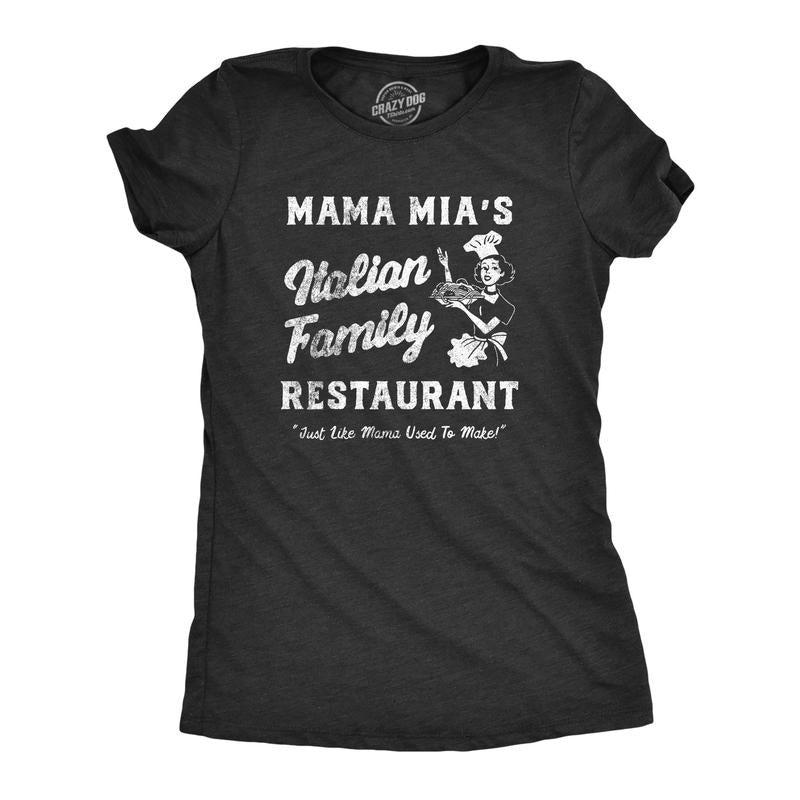 Womens Mama Mias Italian Family Restaurant T Shirt Funny Mothers Day Gift Tee for Ladies Funny Womens T Shirts Cute...
