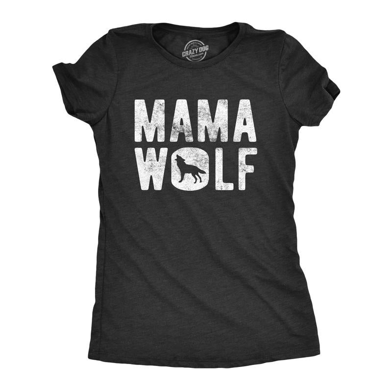 Womens Mama Wolf Tshirt Funny Camping Pack Mothers Day Graphic Novelty Tee Hoodie Sweatshirt | PrintMintTees.com