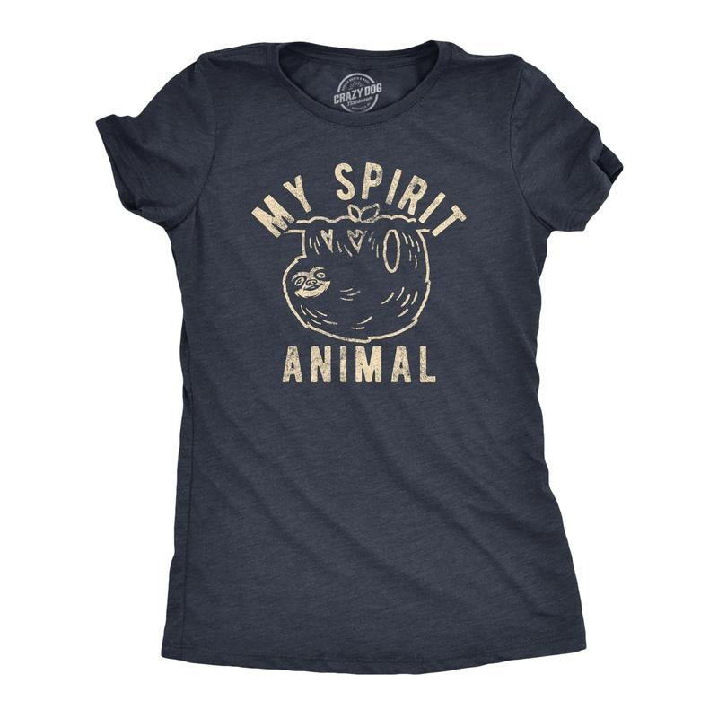 Womens My Spirit Animal: Sloth T Shirt Funny Lazy Slow Sarcastic Graphic Novelty Tee Funny Womens T Shirts Cute Slimming...