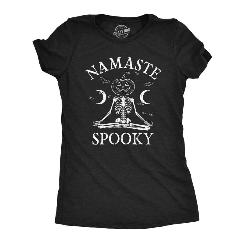Womens Namaste Spooky T Shirt Funny Halloween Meditation Lovers Joke Tee For Ladies Funny Womens T Shirts Cute Slimming...