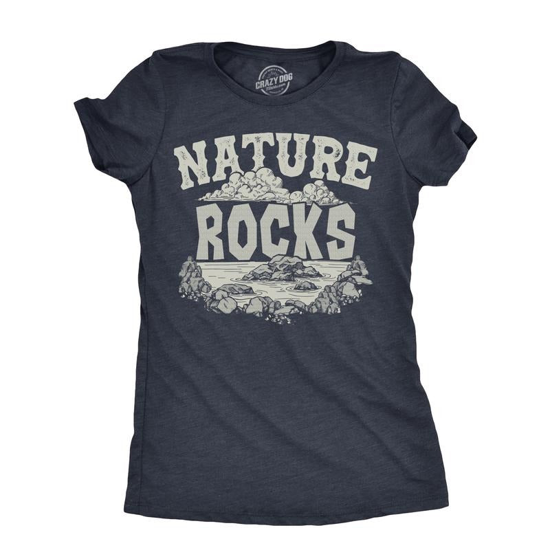 Womens Nature Rocks T Shirt Funny Outdoor Geology Lovers Joke Tee for Ladies Funny Womens T Shirts Cute Slimming Top...