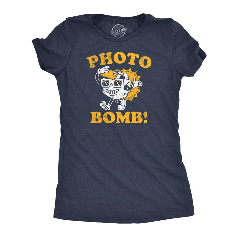 Womens Photo Bomb Funny T Shirts Sarcastic Solar Eclipse Tee For Ladies Hoodie Sweatshirt | PrintMintTees.com