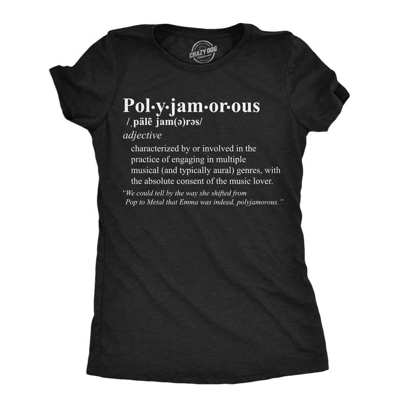 Womens Polyjamorous Definition Funny T Shirts Sarcastic Music Tee For Ladies Funny Womens T Shirts Cute Slimming Top...