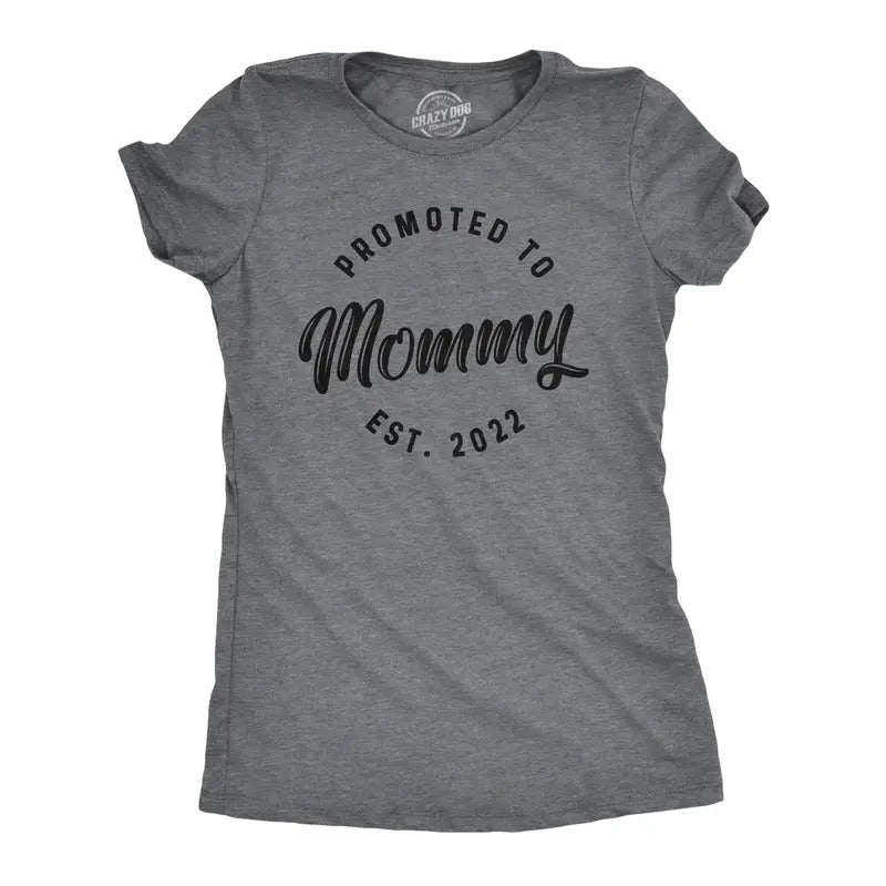 Womens Promoted to Mommy 2024 2023 2022 and 2021 T Shirt Funny New Baby Family Graphic Tee Funny Womens T Shirts Cute...