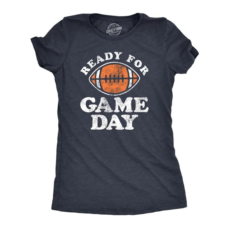 Womens Ready For Game Day T Shirt Funny Football Lovers Gridiron Tee For Ladies Funny Womens T Shirts Cute Slimming Top...