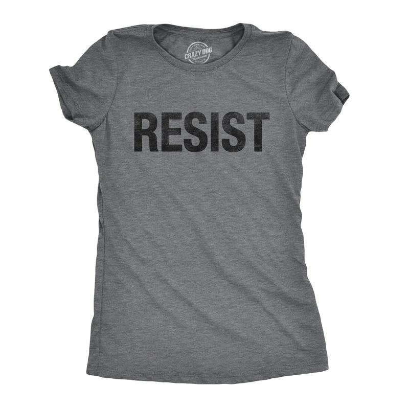 Womens Resist T Shirt Political Anti Authority Protest Tee Rebel Rally March Tee Funny Womens T Shirts Cute Slimming Top...