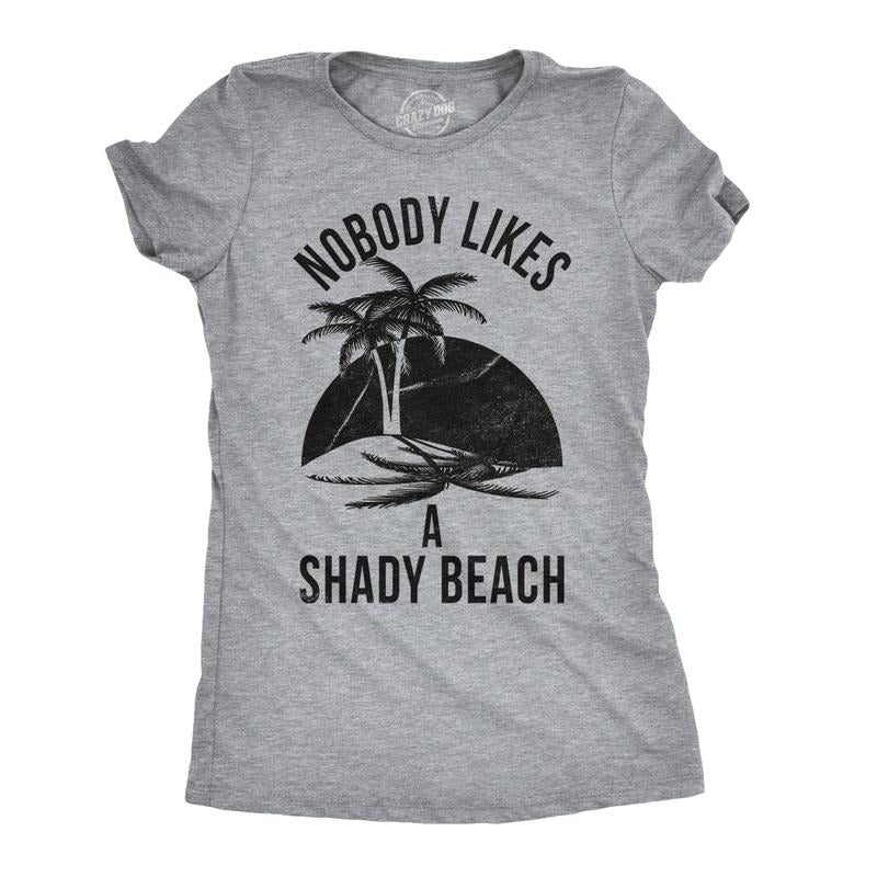 Womens Shady Beach Funny Shirts Cute Vacation Vintage Novelty Hilarious T shirt Funny Womens T Shirts Cute Slimming Top...