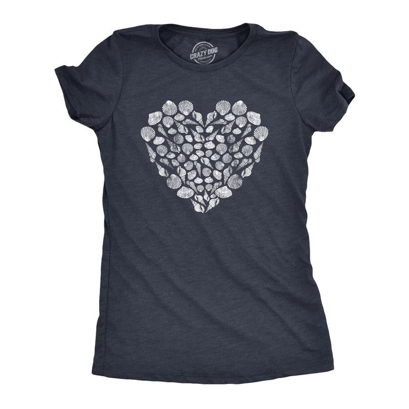 Womens Shell Heart T Shirt Cute Beach Lover Tropical Vacation Ocean Graphic Tee Funny Womens T Shirts Cute Slimming Top...