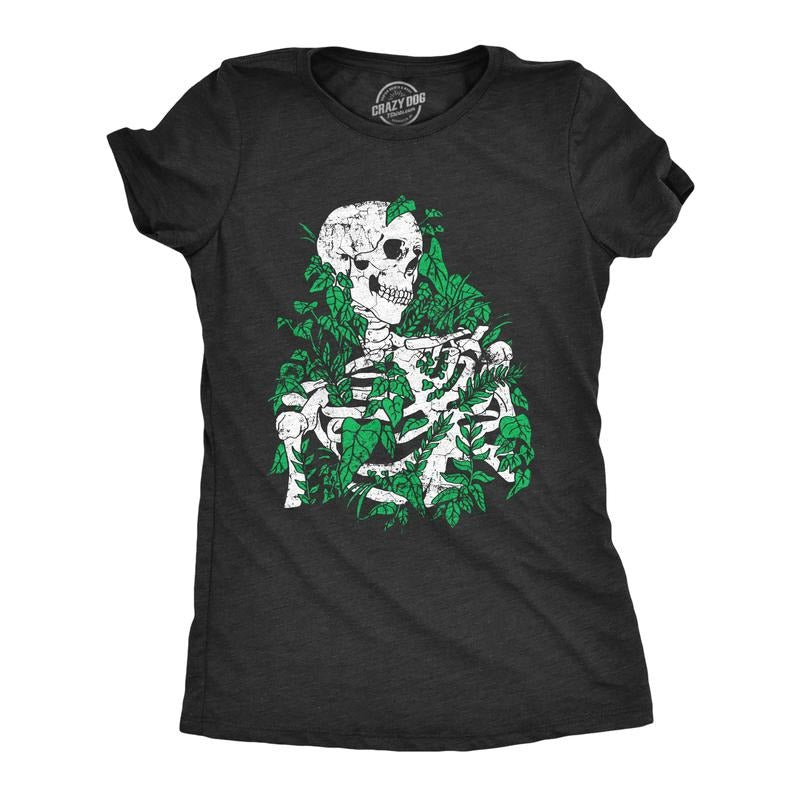 Womens Skeleton Overgrown Plants T Shirt Funny Death Nature Lovers Tee for Ladies Funny Womens T Shirts Cute Slimming Top...
