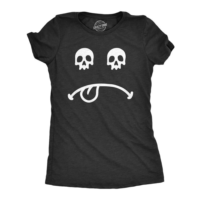 Womens Skull Eyes Smile T Shirt Funny Spooky Dead Eye Face Novelty Tee for Ladies Funny Womens T Shirts Cute Slimming Top...