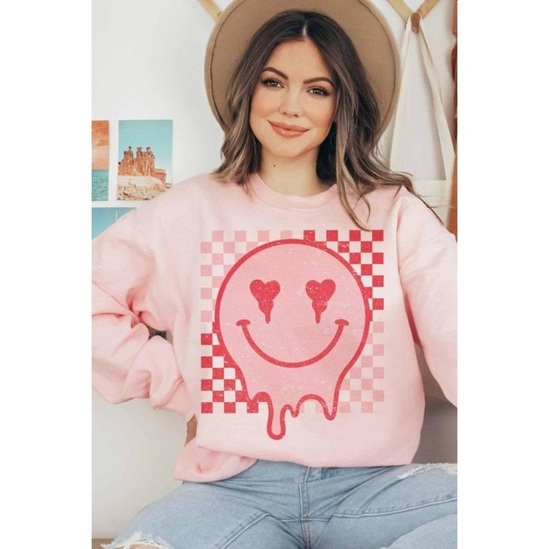 Womens Smile happy face Sweatshirt Women Valentines Day Shirt Valentine's Day Gifts for her Valentines Gift for Her Be...