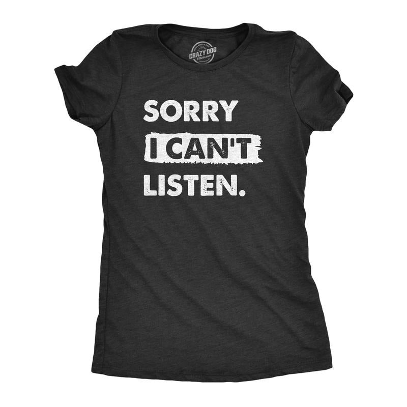 Womens Sorry I Cant Listen T Shirt Funny Rude Anti Social Joke Tee For Ladies Funny Womens T Shirts Cute Slimming Top...