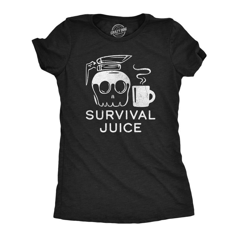 Womens Survival Juice T Shirt Funny Caffiene Coffee Addicts Tee For Ladies Funny Womens T Shirts Cute Slimming Top...