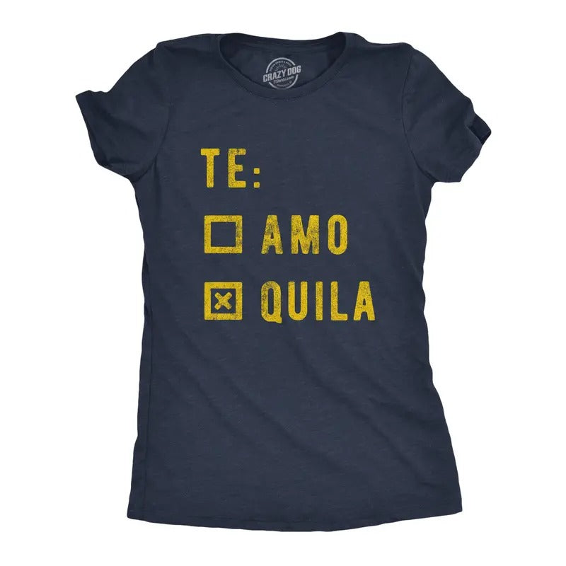 Womens Te amo Tequila T Shirt Funny Taco Tuesday Margarita Graphic Tee Funny Womens T Shirts Cute Slimming Top...