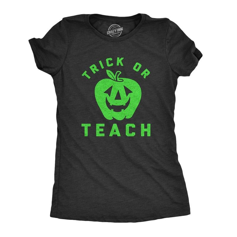 Womens Trick Or Teach T Shirt Funny Halloween School Teacher Tee Funny Womens T Shirts Cute Slimming Top Comfortable Soft...