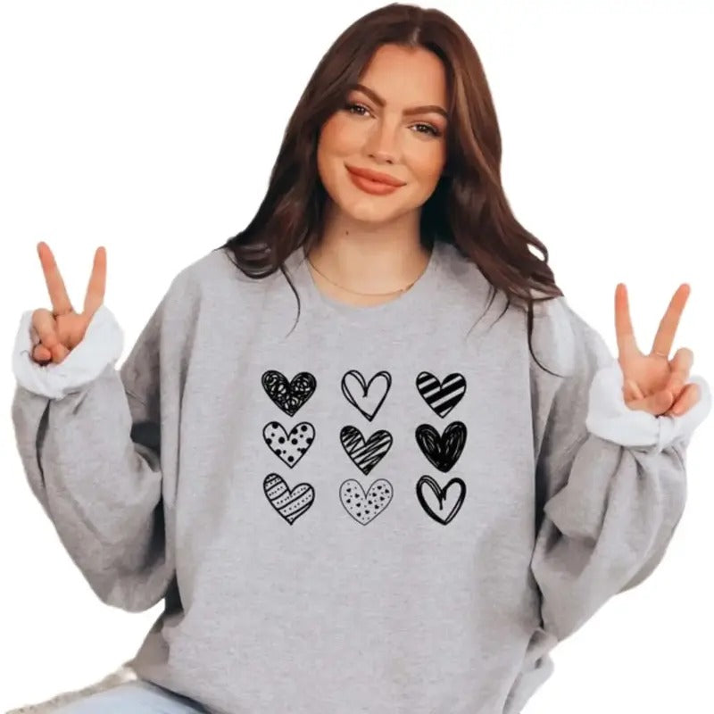Womens Valentines Hearts Sweatshirt Shirt Hoodie | PrintMintTees.com