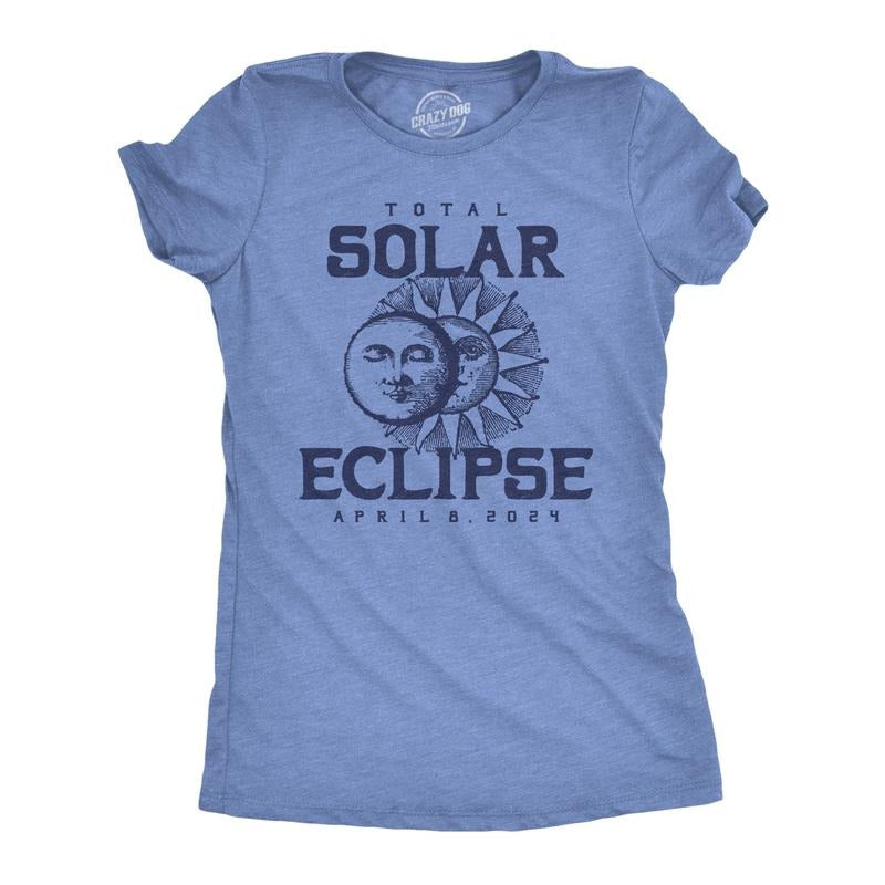 Womens Vintage 2024 Total Solar Eclipse Funny T Shirt Novelty Graphic Tee For Ladies Hoodie Sweatshirt | PrintMintTees.com