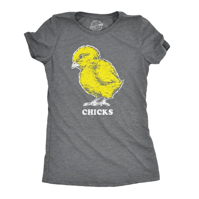 Womens Vintage Chicks Funny Cute Easter Sunday Holiday Retro Bunny T Shirt Funny Womens T Shirts Cute Slimming Top...