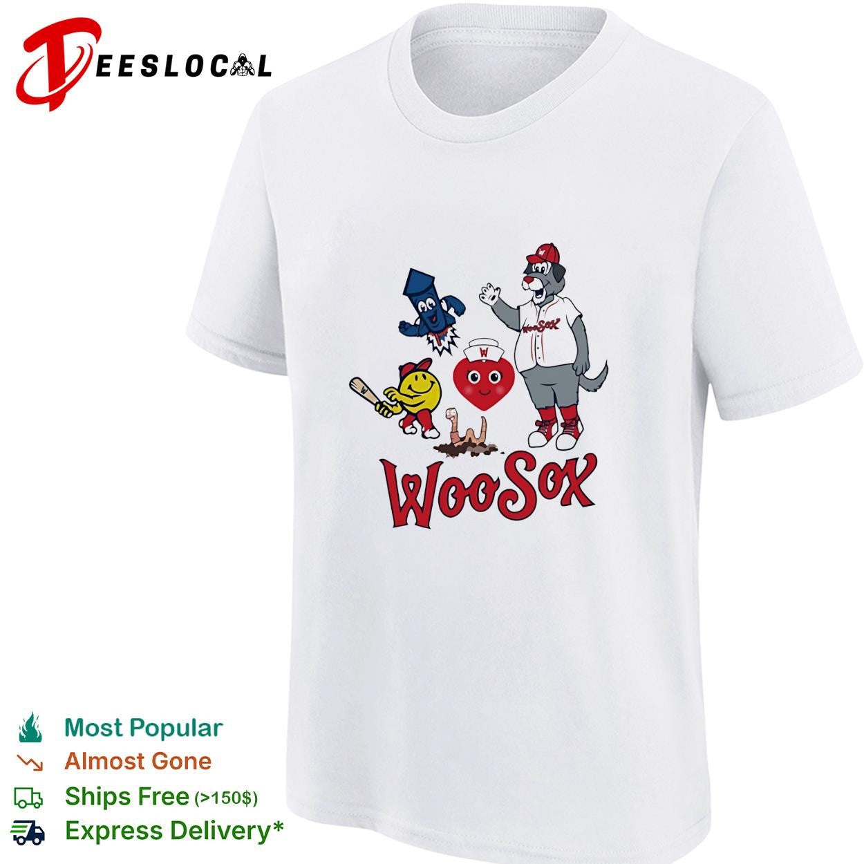 WooSox Central Masscots highlighting the playful side of the Worcester Red Sox team shirt