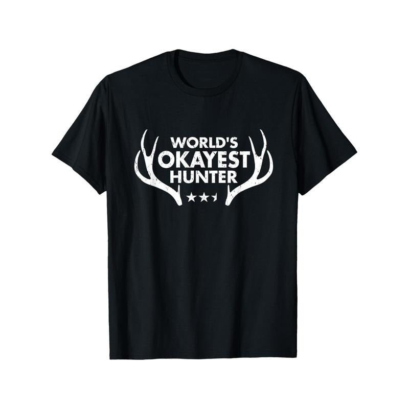 World's Okayest Hunter Funny Deer Hunting Gift T-Shirt Summer Comfortable Casual Short Sleeve T-Shirt Made in USA Hoodie...