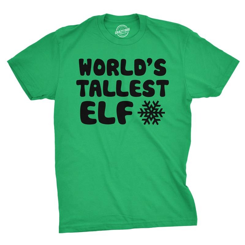 World's Tallest Elf T Shirt Funny Sarcastic Christmas Tee for Holiday Party Mens Funny T Shirts Cool Tees Soft Stylish...