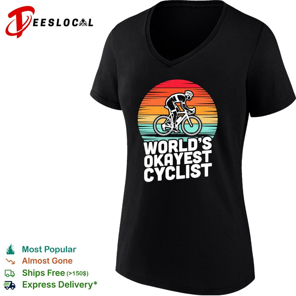 Worlds okayest cyclist sunset bicycle shirt
