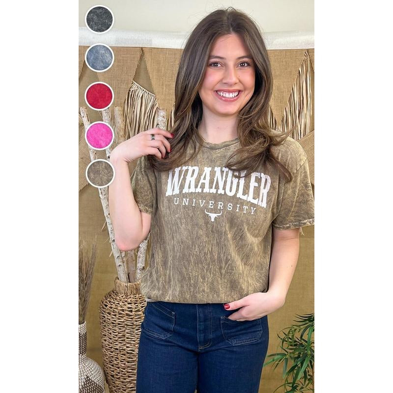 Wrangler University Mineral Washed Graphic T-Shirt Hoodie Sweatshirt | PrintMintTees.com