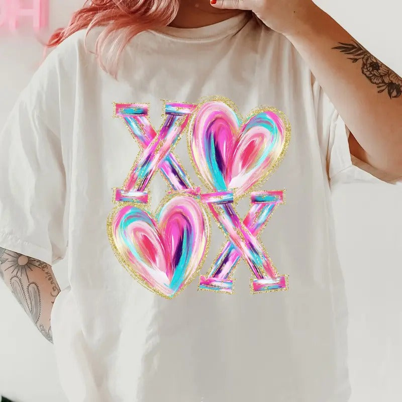 XOXO Brushstroke Shirt ~ Unisex Apparel Relaxed Fit Printed In The USA Clothing Womenswear Casual Comfort Cotton Top...