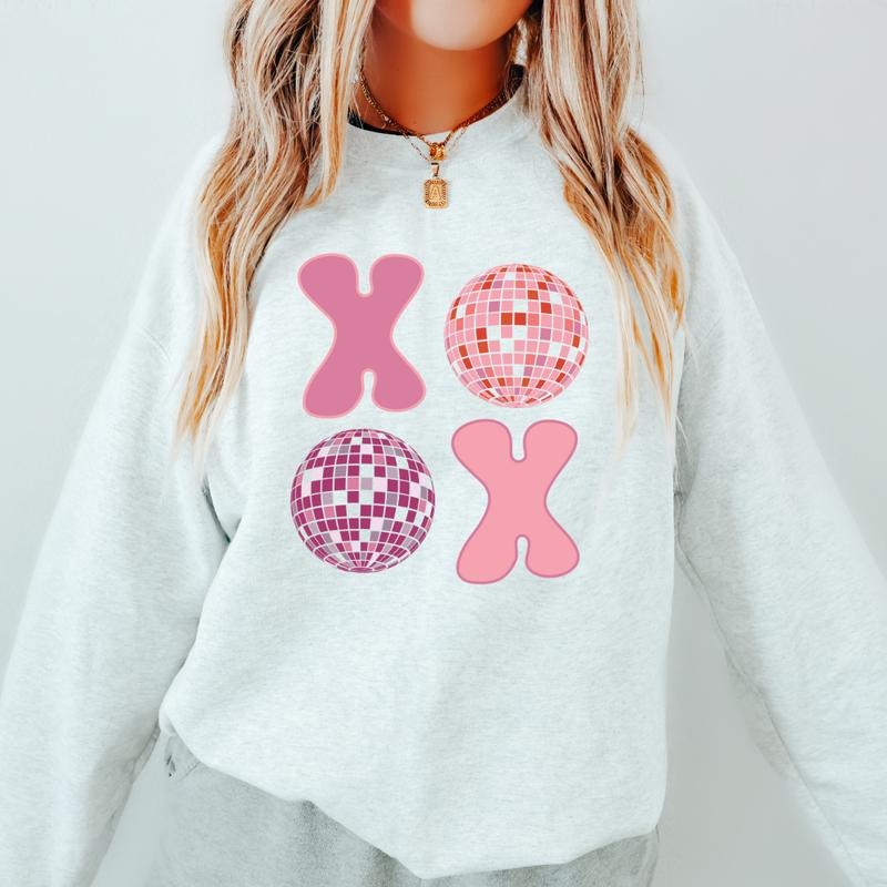 XOXO DISCO CREWNECK (Crewneck Sweatshirt, Unisex Fit, Causal Sweatshirt for Valentines, Valentines Holiday Sweatshirt)...