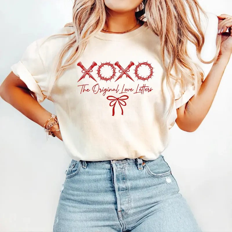 XOXO Original Love Letters Shirt Valentine Bow Valentine Her T-Shirts, Hoodie, Sweatshirt