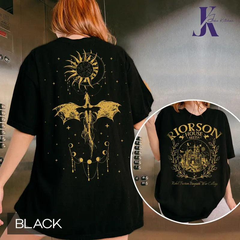 Xaden Riorson House 2-Sided Shirt, Iron Flame TShirt, Fourth Wing Shirt, Dragon Rider Bookish, Basgiath War College,...