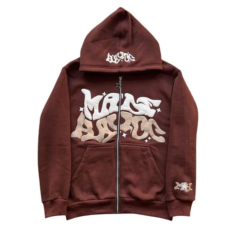 Y2K Letter Print Hoodie Women Men Gothic Fleece Zip Up Long Sleeve Cropped Hoodies Sweatshirt Oversized Harajuku Jacket...