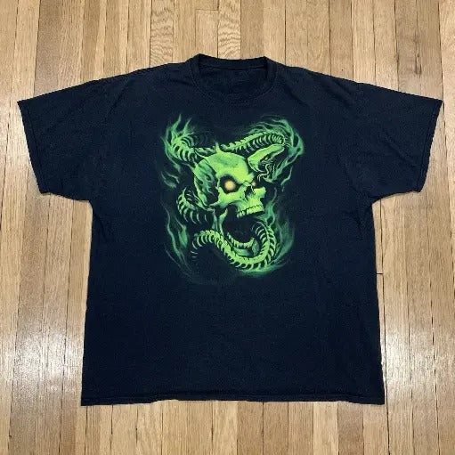 Y2K Skull Snake Grunge JNCO Style T-shirt, grunge y2k emo scene tapout goth amity affliction style clothes, Unisex...